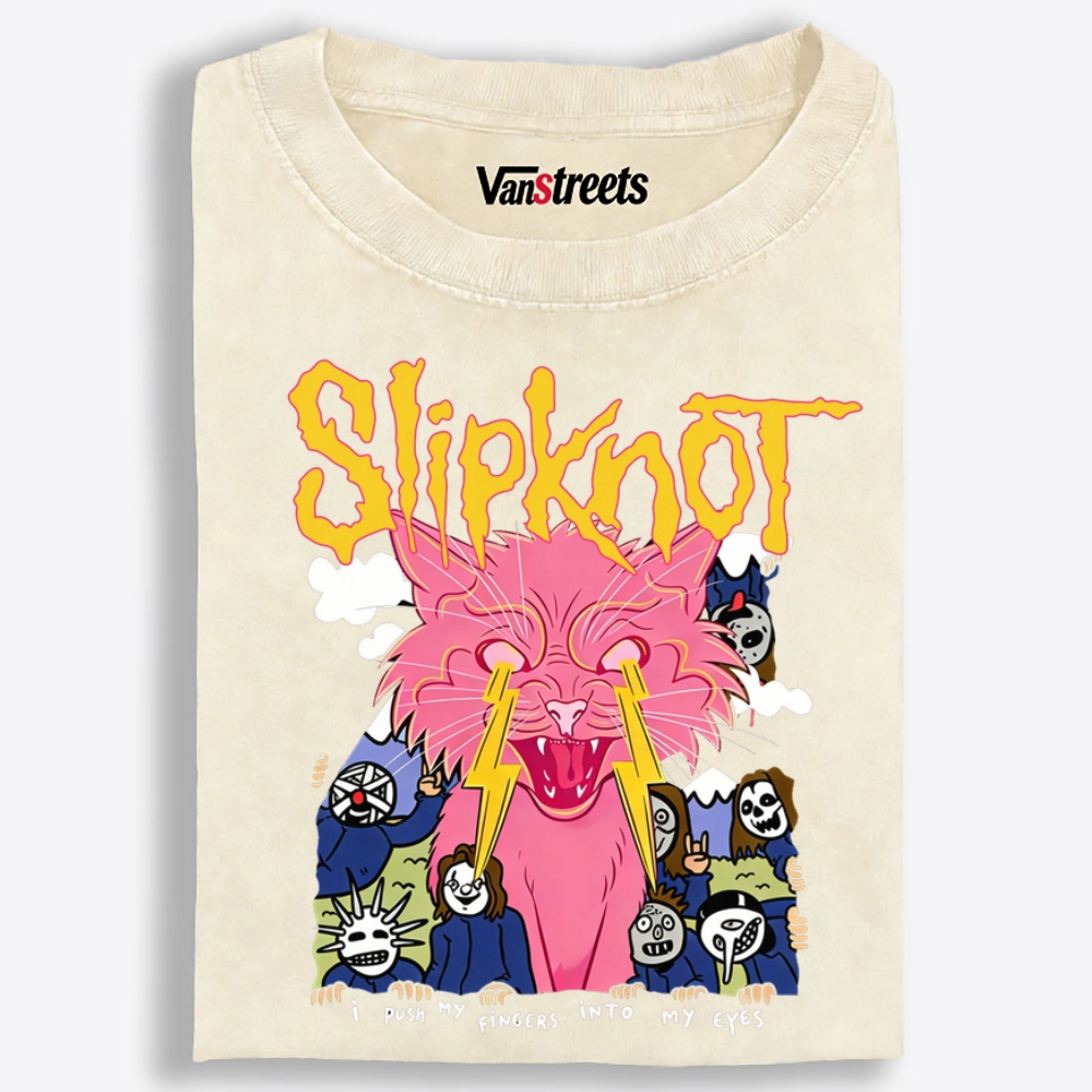 Slipknot Lightning Cat Parody Retro Washed T-Shirt | 100% Cotton | Streetwear Essential