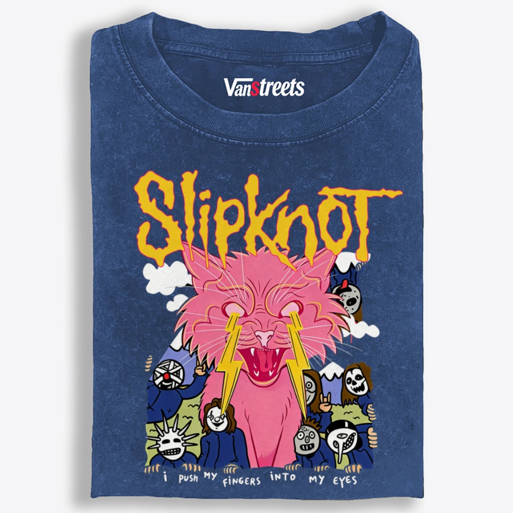 Slipknot Lightning Cat Parody Retro Washed T-Shirt | 100% Cotton | Streetwear Essential