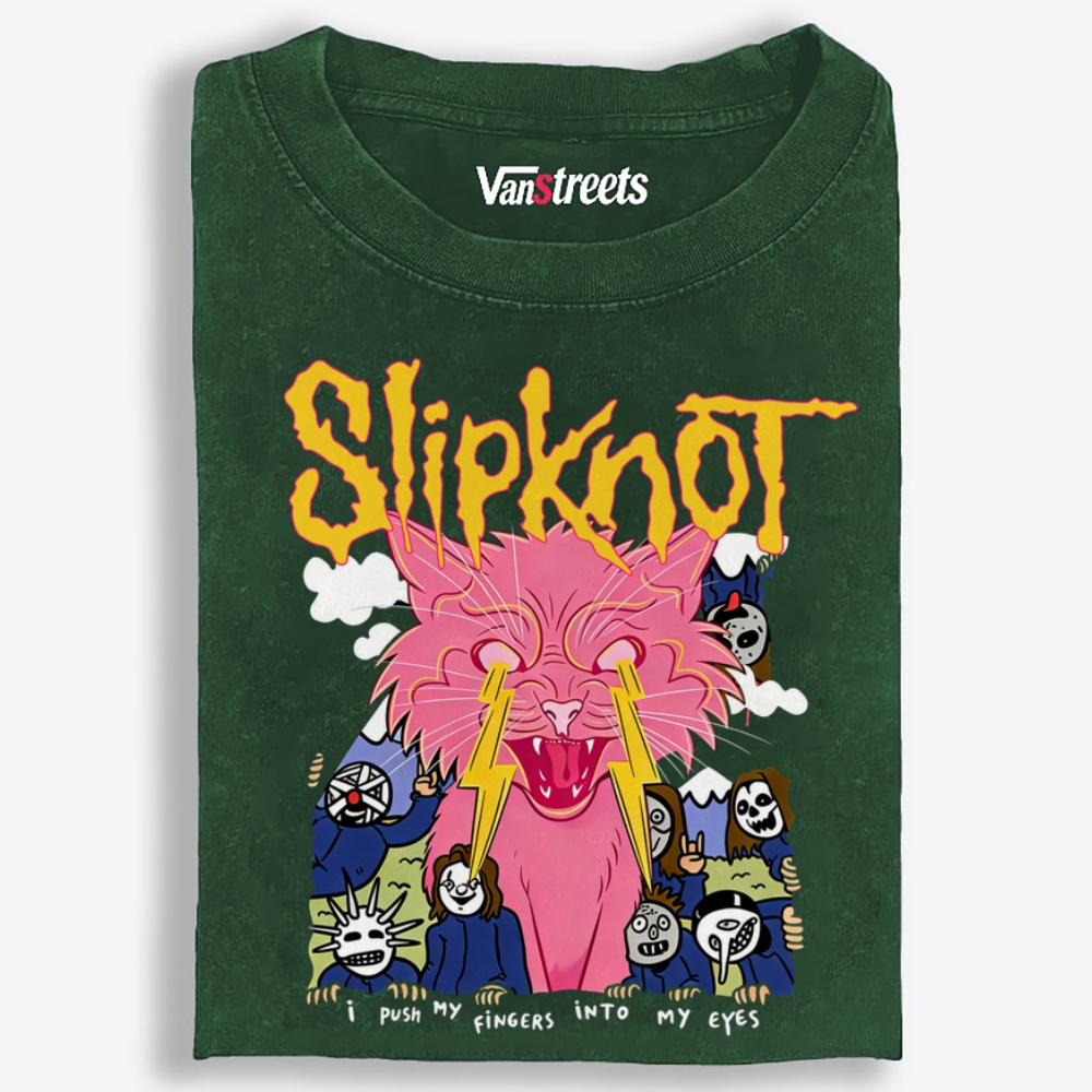 Slipknot Lightning Cat Parody Retro Washed T-Shirt | 100% Cotton | Streetwear Essential