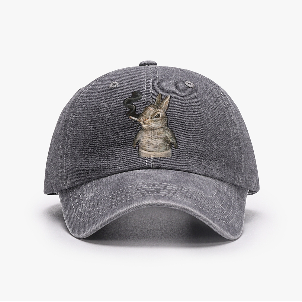A bunny smoking Retro Washed Baseball Cap