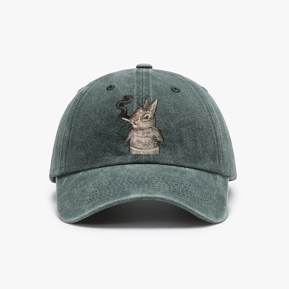 A bunny smoking Retro Washed Baseball Cap