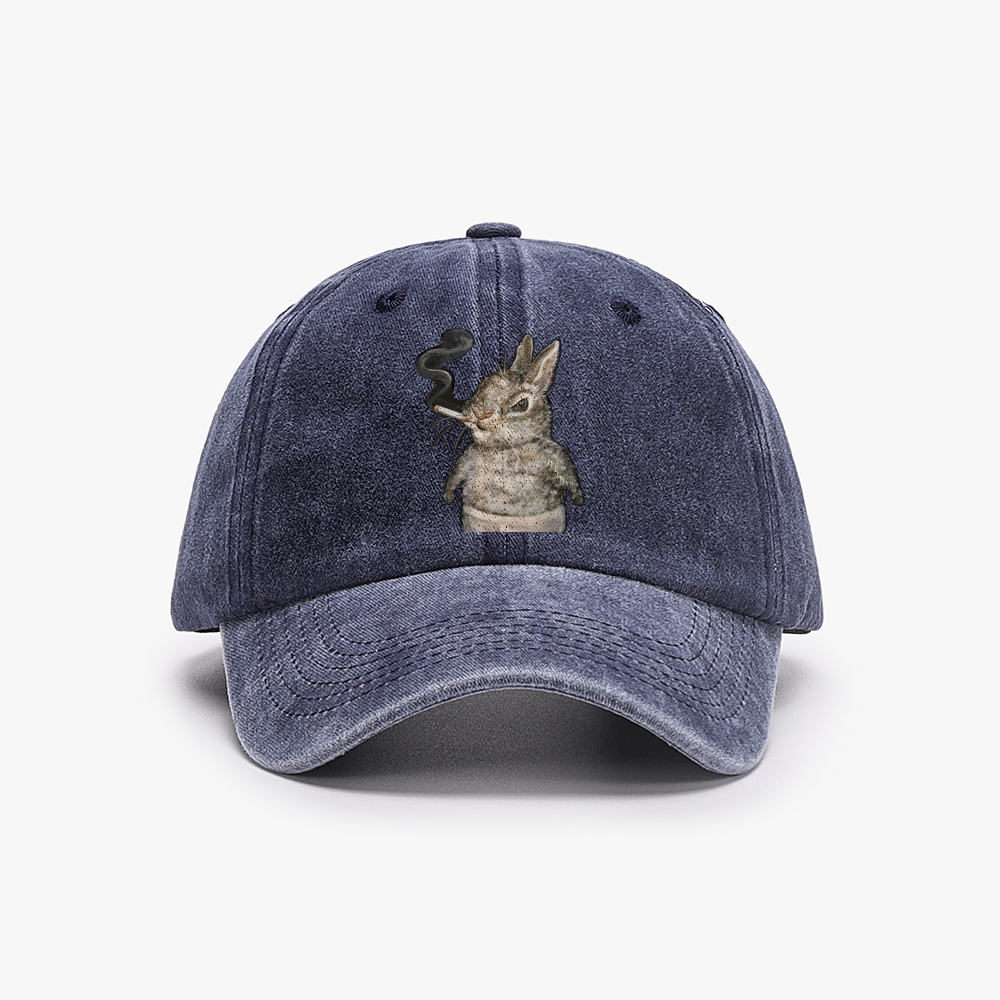 A bunny smoking Retro Washed Baseball Cap