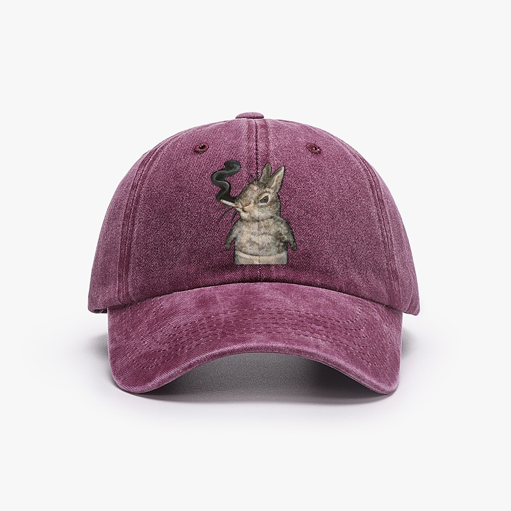 A bunny smoking Retro Washed Baseball Cap