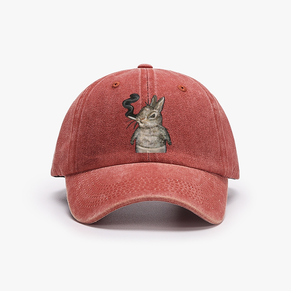 A bunny smoking Retro Washed Baseball Cap