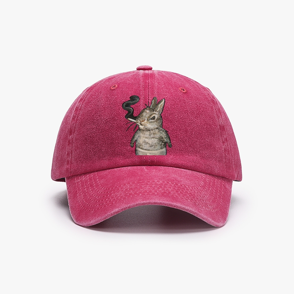 A bunny smoking Retro Washed Baseball Cap
