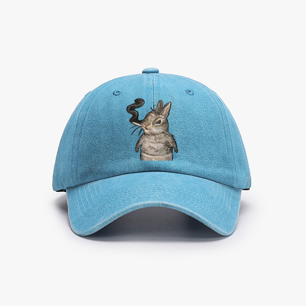 A bunny smoking Retro Washed Baseball Cap