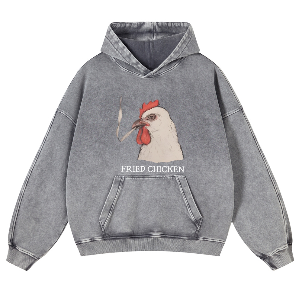 Fried Chicken Last Cigarette Retro Washed Hoodie