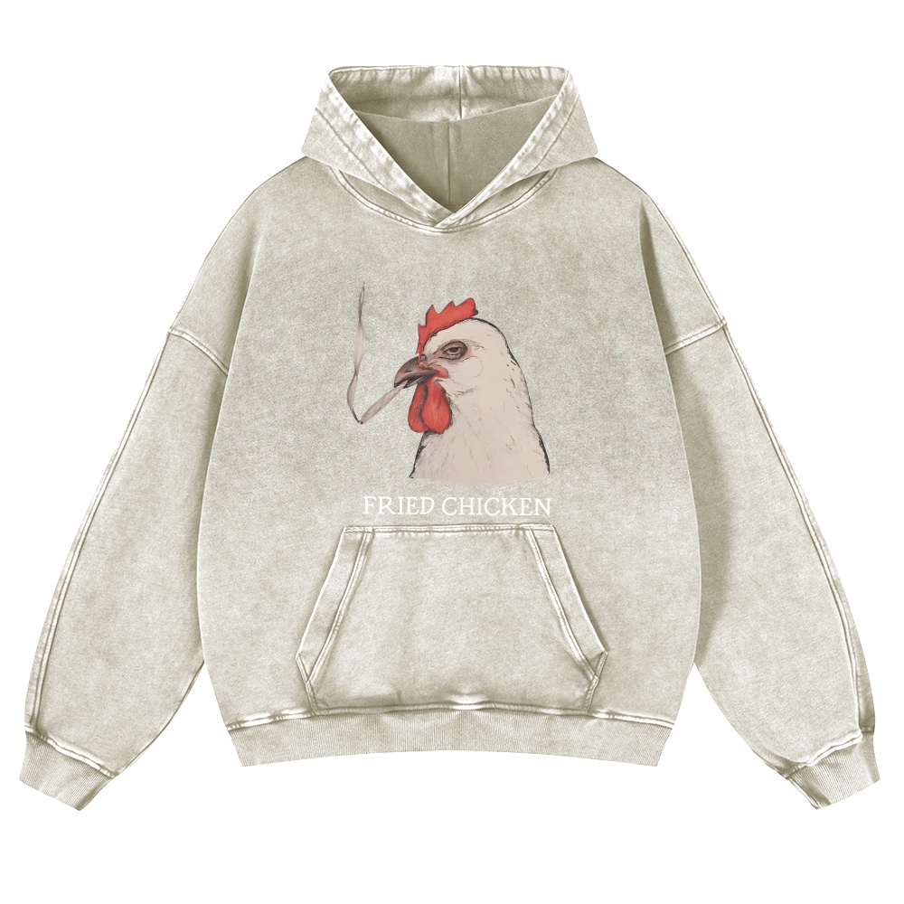 Fried Chicken Last Cigarette Retro Washed Hoodie