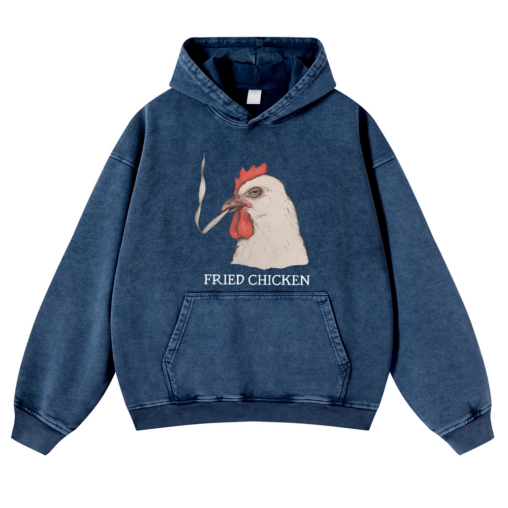 Fried Chicken Last Cigarette Retro Washed Hoodie