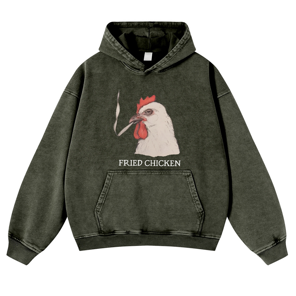 Fried Chicken Last Cigarette Retro Washed Hoodie