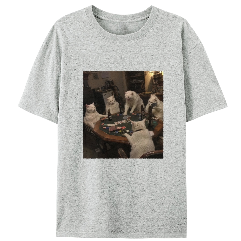 White Cats Mahjong Night Retro Designed for Women - Slim Fit Cotton Tee