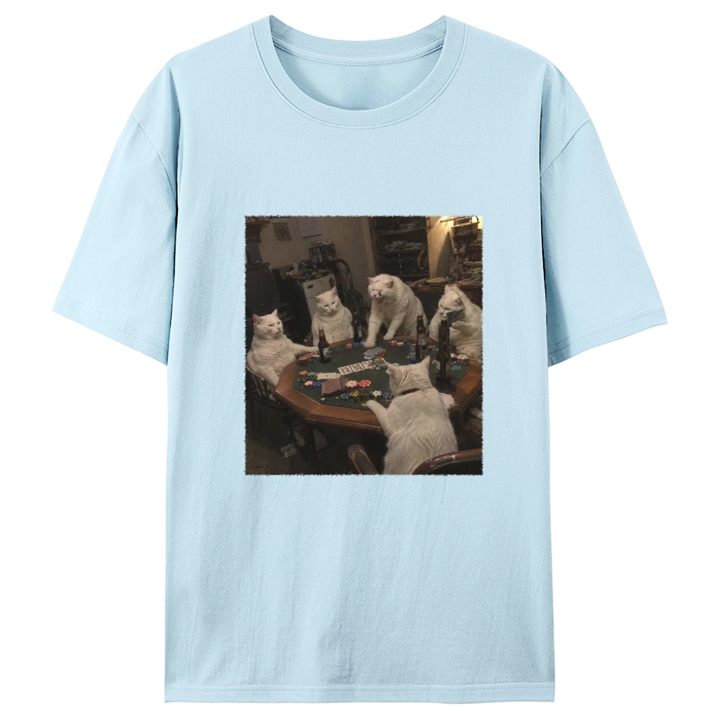 White Cats Mahjong Night Retro Designed for Women - Slim Fit Cotton Tee