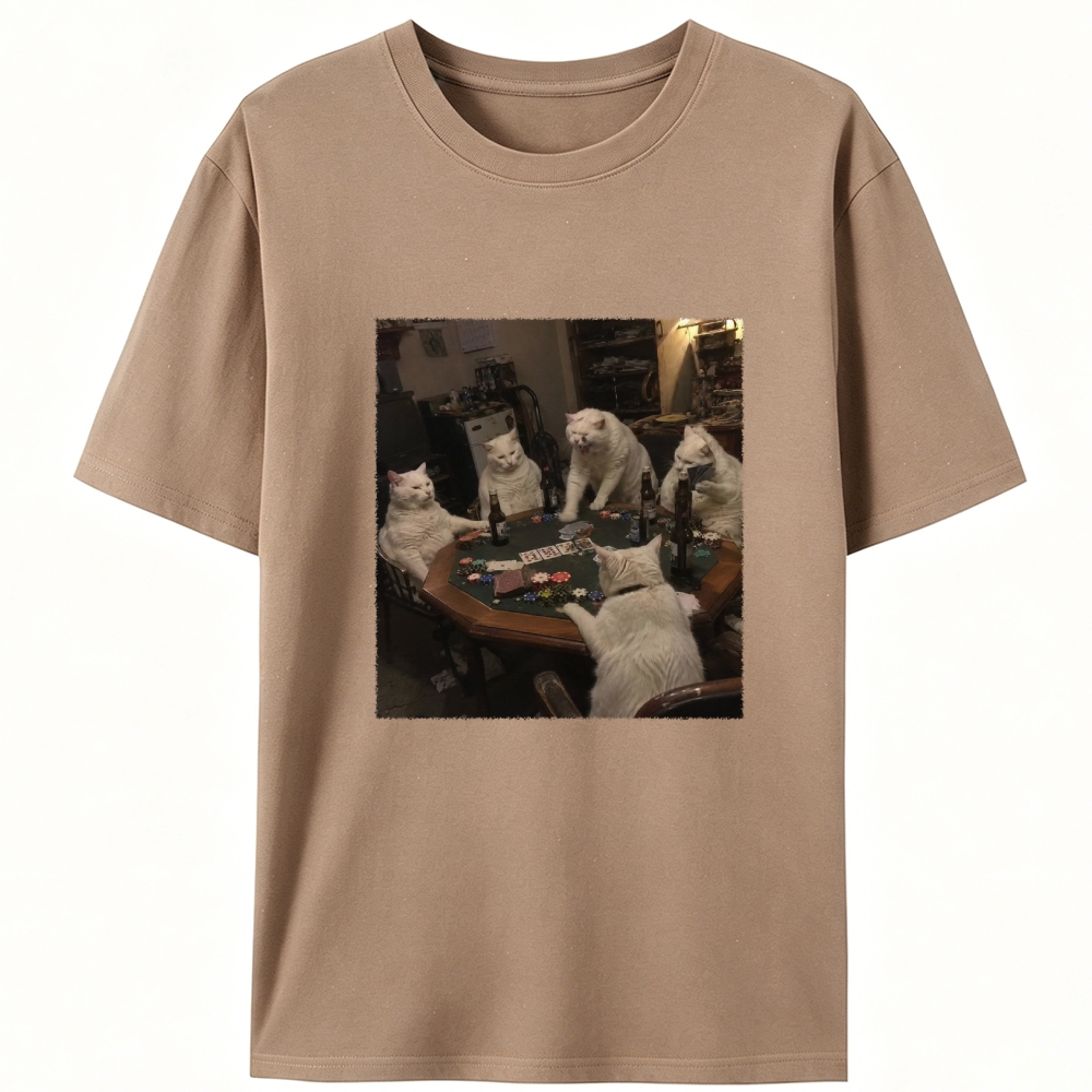 White Cats Mahjong Night Retro Designed for Women - Slim Fit Cotton Tee