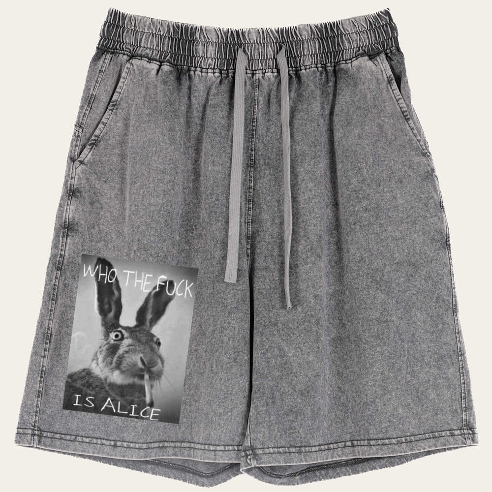 Who The Fuck Is Alice? Retro Washed Shorts