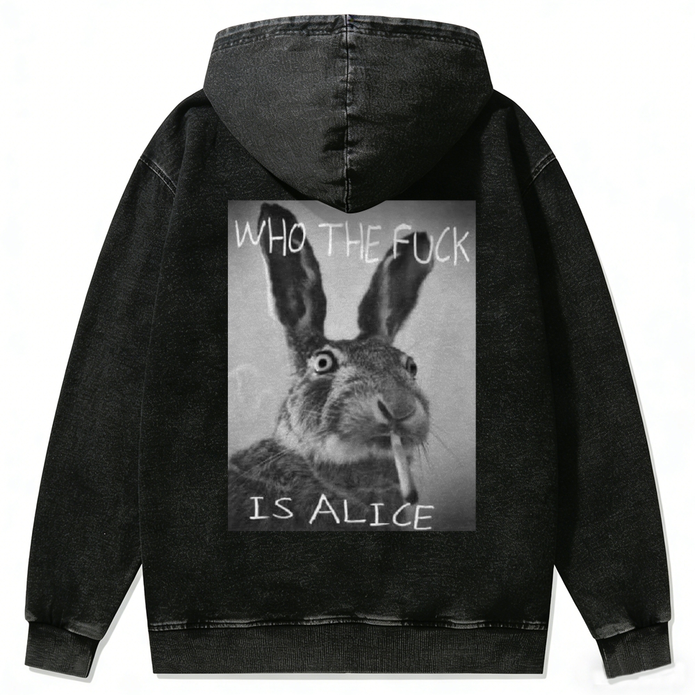 Who The Fuck Is Alice? Retro Washed Zip-Up Hoodie