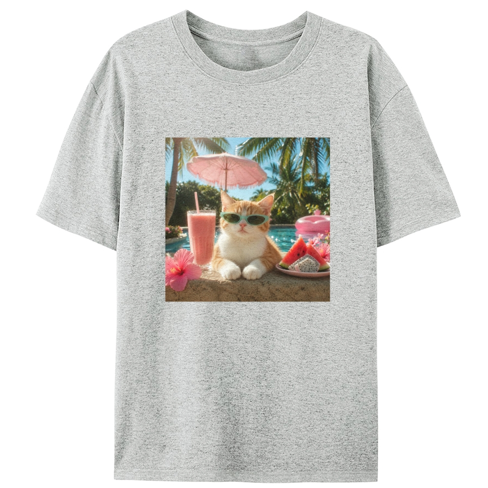 Cat’s Vacation Mode On Retro Designed for Women - Slim Fit Cotton Tee