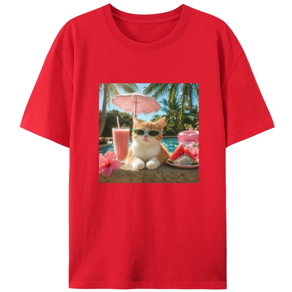 Cat’s Vacation Mode On Retro Designed for Women - Slim Fit Cotton Tee