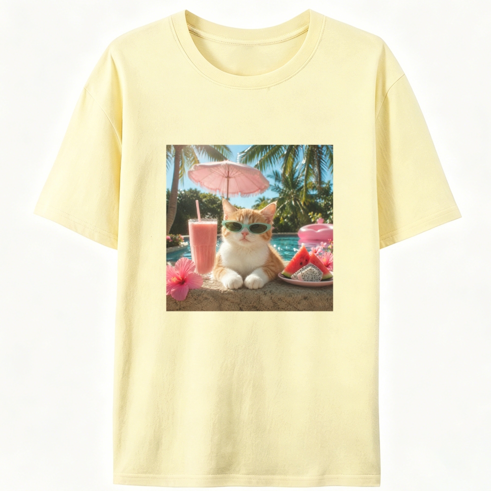 Cat’s Vacation Mode On Retro Designed for Women - Slim Fit Cotton Tee
