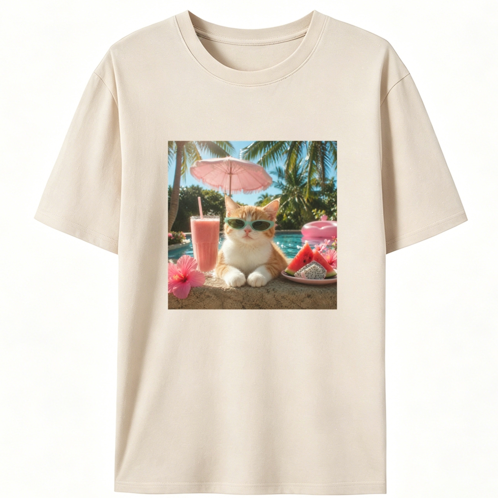 Cat’s Vacation Mode On Retro Designed for Women - Slim Fit Cotton Tee