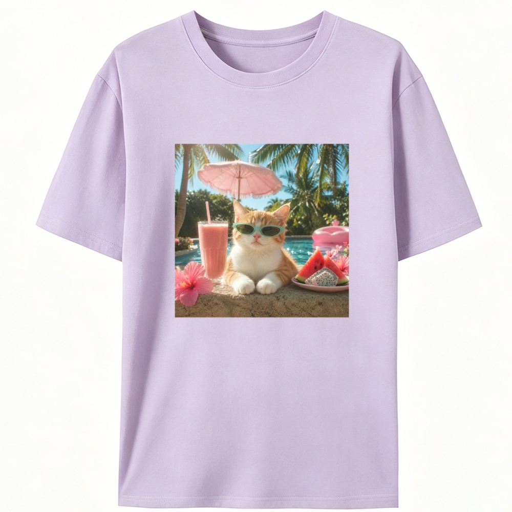 Cat’s Vacation Mode On Retro Designed for Women - Slim Fit Cotton Tee