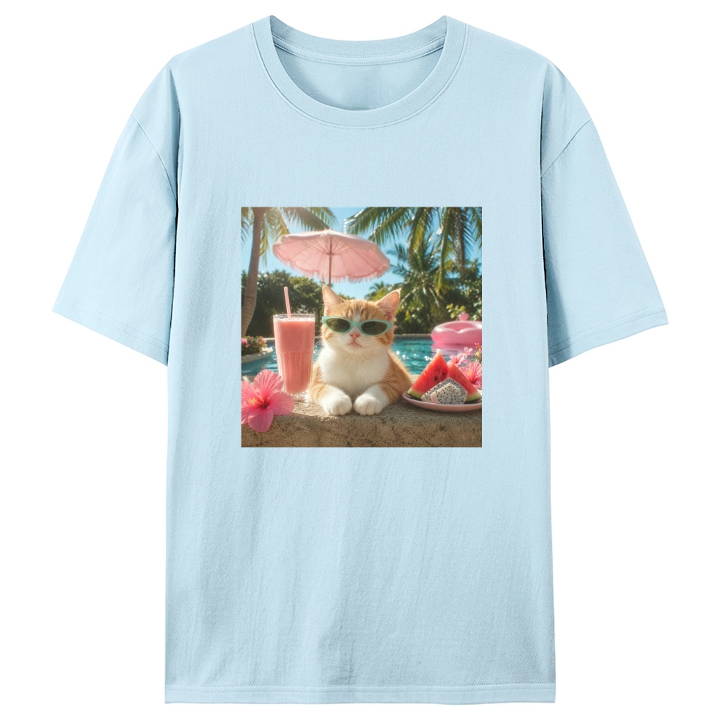 Cat’s Vacation Mode On Retro Designed for Women - Slim Fit Cotton Tee