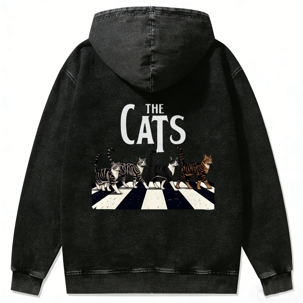 The Cats: Abbey Meow Retro Washed Zip-Up Hoodie