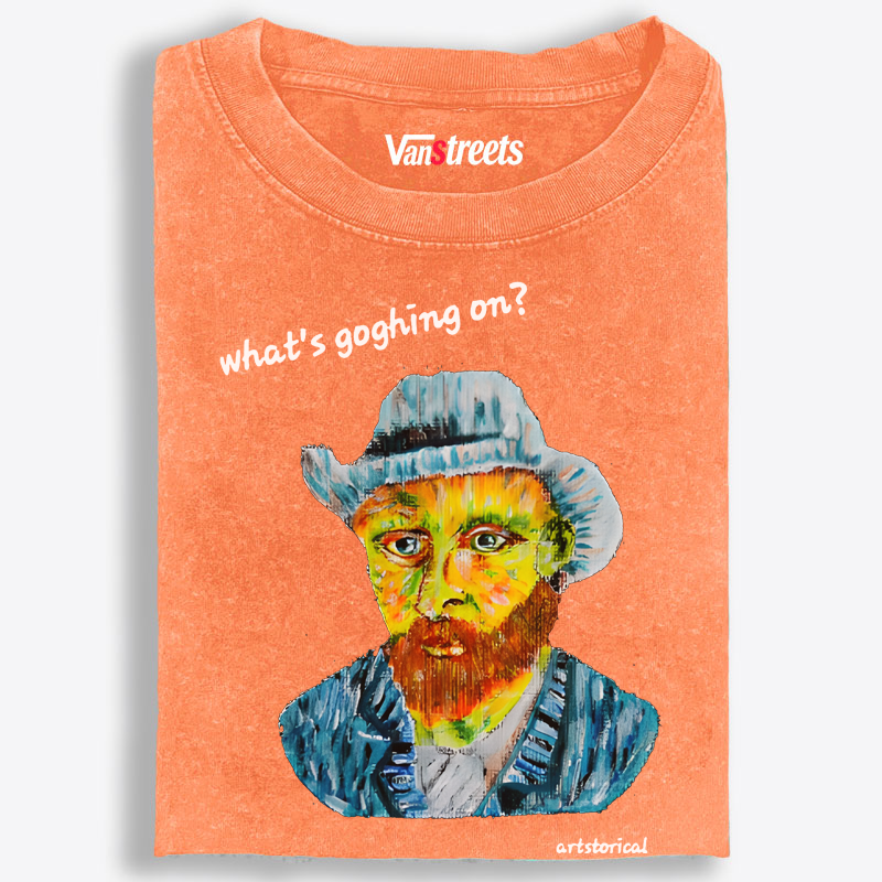 Hand-Painted Van Gogh Self Portrait Washed T-Shirt | 100% Cotton | Streetwear Essential