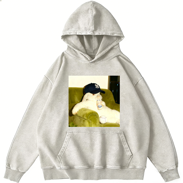 Baseball Rabbit No Bat NY Yankees Retro Washed Hoodie