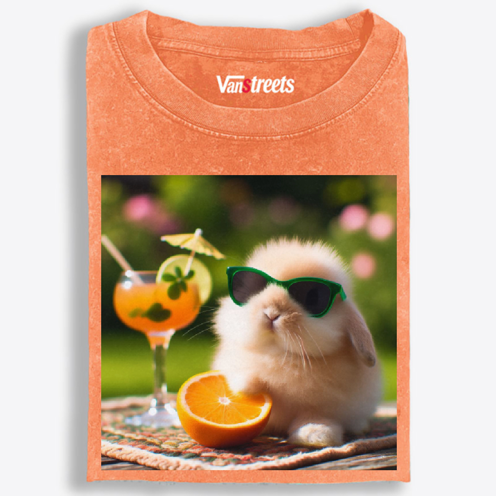 Garden Bunny's Citrus Cocktail Washed T-Shirt | 100% Cotton | Streetwear Essential