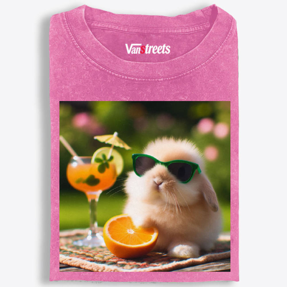 Garden Bunny's Citrus Cocktail Washed T-Shirt | 100% Cotton | Streetwear Essential