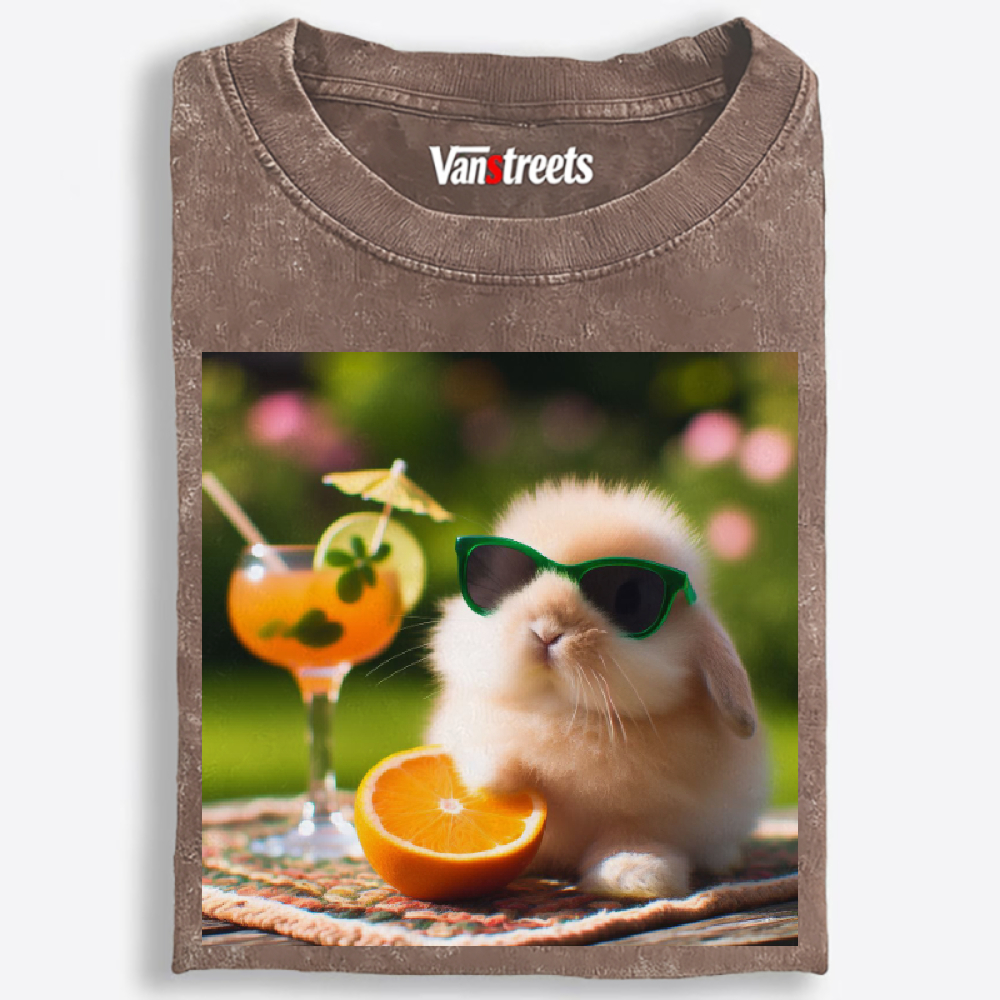 Garden Bunny's Citrus Cocktail Washed T-Shirt | 100% Cotton | Streetwear Essential