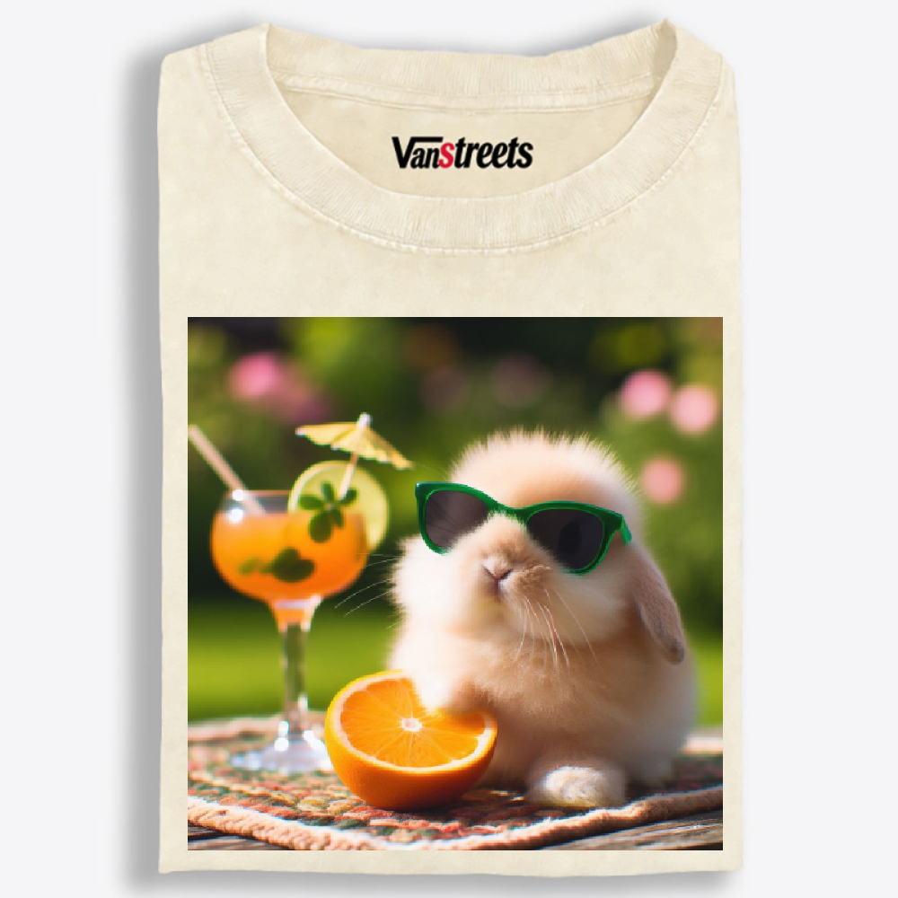 Garden Bunny's Citrus Cocktail Washed T-Shirt | 100% Cotton | Streetwear Essential