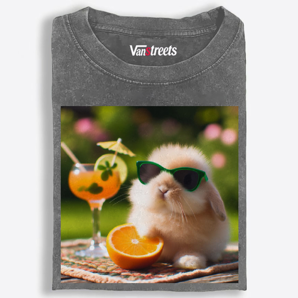 Garden Bunny's Citrus Cocktail Washed T-Shirt | 100% Cotton | Streetwear Essential