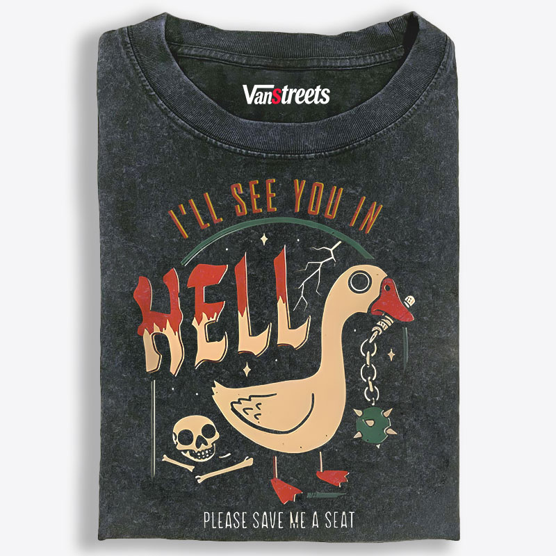 Hell Goose Retro Washed T-Shirt | 100% Cotton | Streetwear Essential