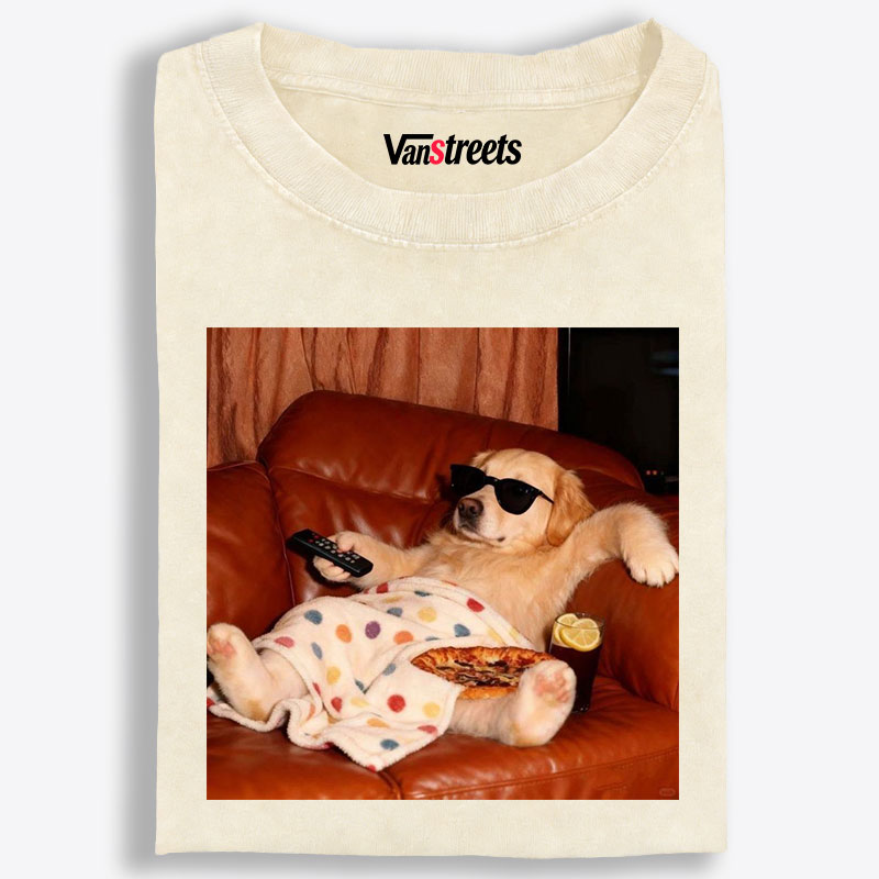 Golden Retriever Relaxing On Couch Retro Washed T-Shirt | 100% Cotton | Streetwear Essential