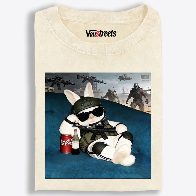 Tactical Rabbit CSGO Meme Retro Washed T-Shirt | 100% Cotton | Streetwear Essential