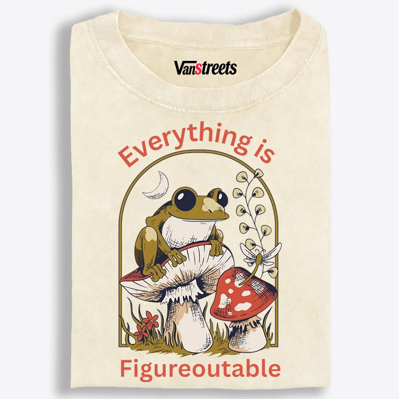Everything Is Figureoutable Frog Retro Washed T-Shirt | 100% Cotton | Streetwear Essential