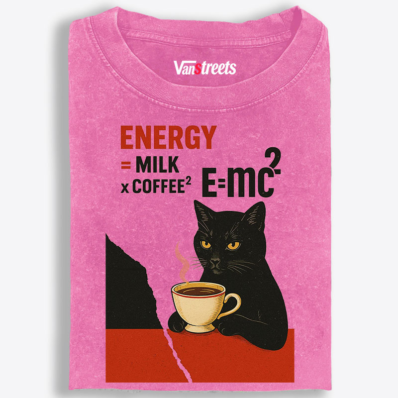 Energy = Milk × Coffee² Retro Washed T-Shirt | 100% Cotton | Streetwear Essential