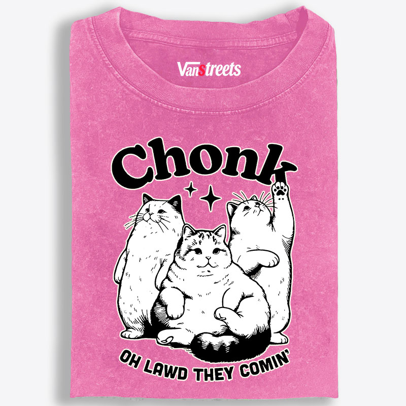 Chonk Oh Lawd They Comin' Retro Washed T-Shirt | 100% Cotton | Streetwear Essential