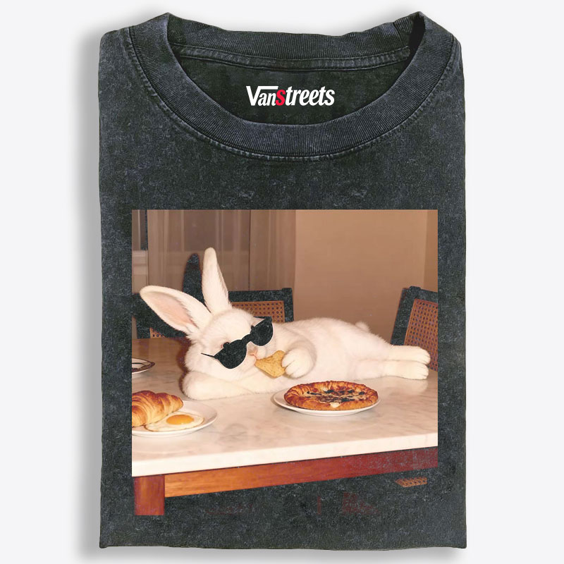 Bunny Boss · Brunch Mode Retro Washed T-Shirt | 100% Cotton | Streetwear Essential