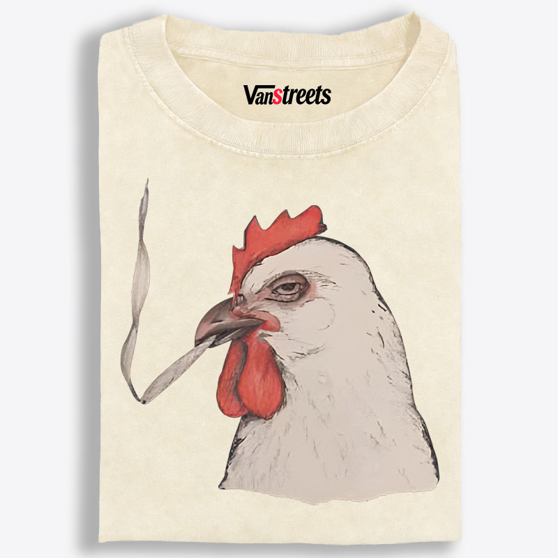 Fried Chicken Last Cigarette Retro Washed T-Shirt | 100% Cotton | Streetwear Essential