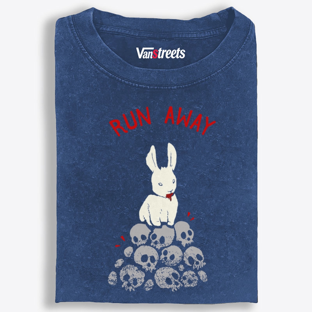 Run Away Killer Rabbit Of Caerbannog Retro Washed T-Shirt | 100% Cotton | Streetwear Essential