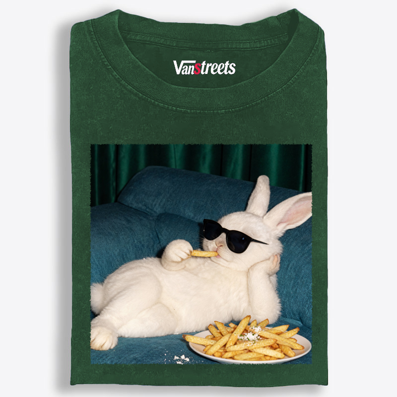 Funny Lazy Bunny Lover Washed T-Shirt | 100% Cotton | Streetwear Essential