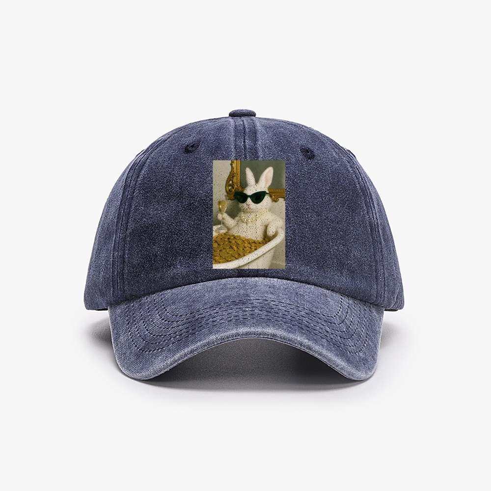 Bathtub Gold Coins Bunny Retro Washed Baseball Cap