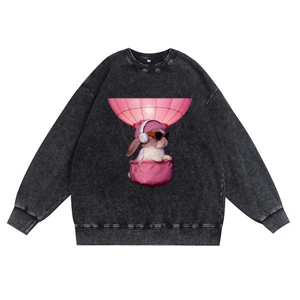 Bunny The Rabbit Retro Premium Washed Cotton Crewneck Sweatshirt