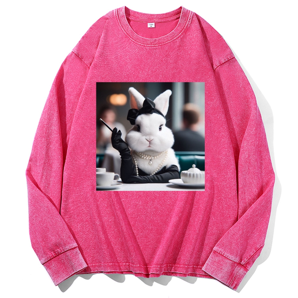Pearl Bunny · Tea Break Retro Washed Long Sleeve T-Shirt