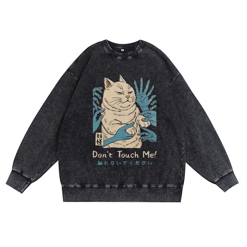 Personal Space Please - Grumpy Cat Retro Premium Washed Cotton Crewneck Sweatshirt