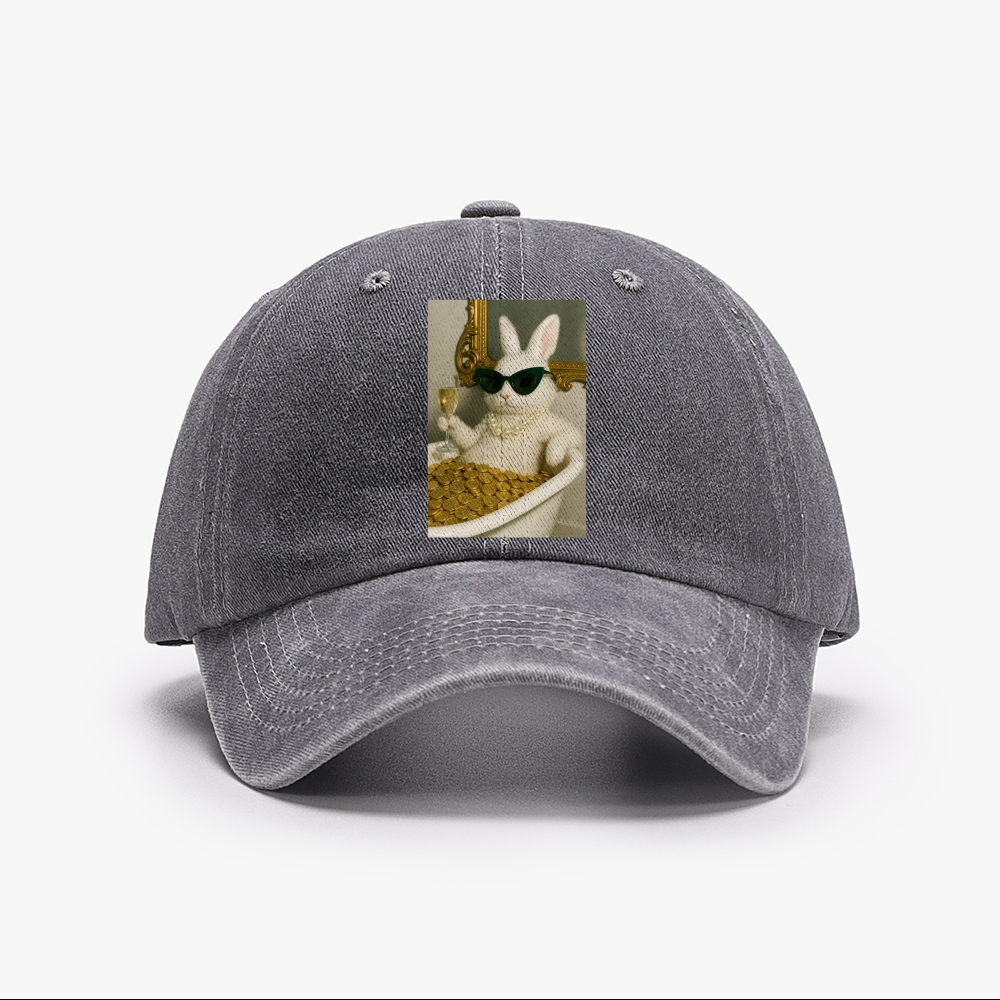 Bathtub Gold Coins Bunny Retro Washed Baseball Cap