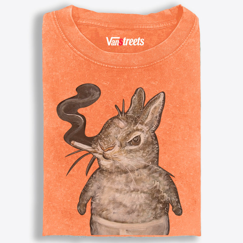 A bunny smoking Retro Washed T-Shirt | 100% Cotton | Streetwear Essential
