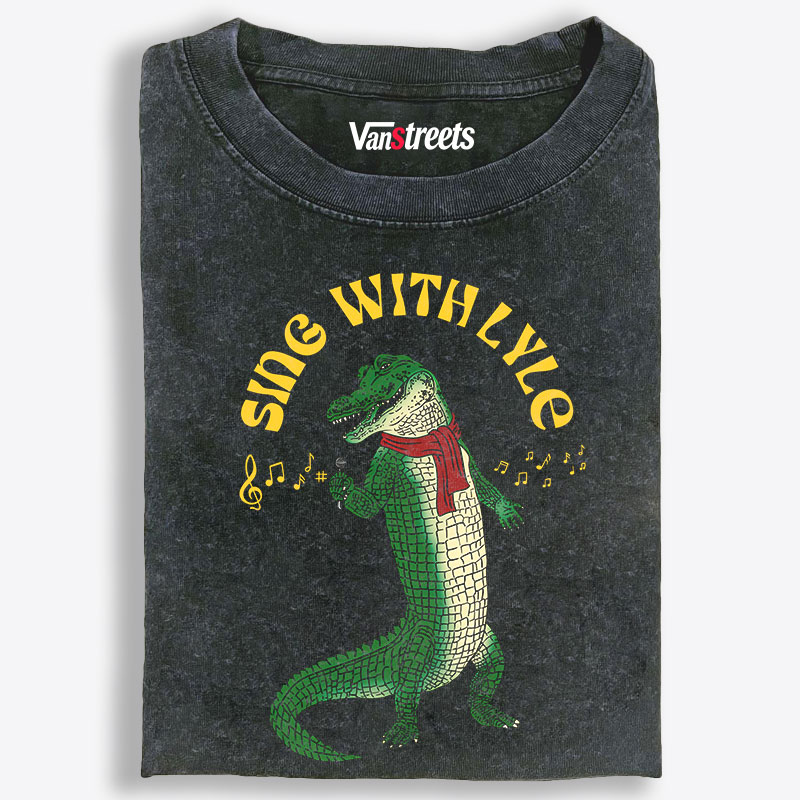 Sing With Lyle Crocodile Retro Washed T-Shirt | 100% Cotton | Streetwear Essential